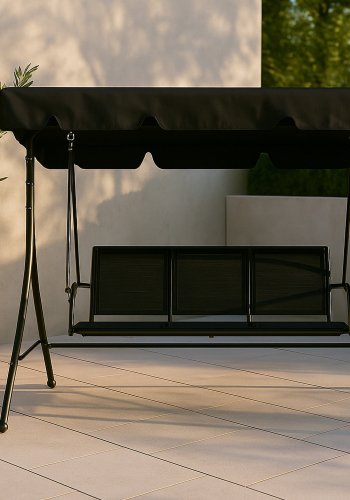 VENTURE DESIGN Montreal 3-personers hengek�ye - svart tekstil, PVC, polyester og aluminium