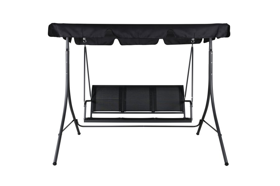 VENTURE DESIGN Montreal 3-personers hengek�ye - svart tekstil, PVC, polyester og aluminium