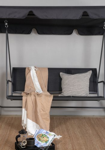 VENTURE DESIGN Montreal 3-personers hengek�ye - svart tekstil, PVC, polyester og aluminium