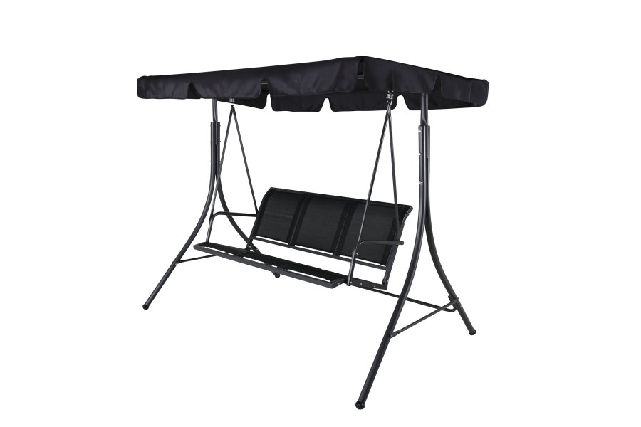 VENTURE DESIGN Montreal 3-personers hengek�ye - svart tekstil, PVC, polyester og aluminium