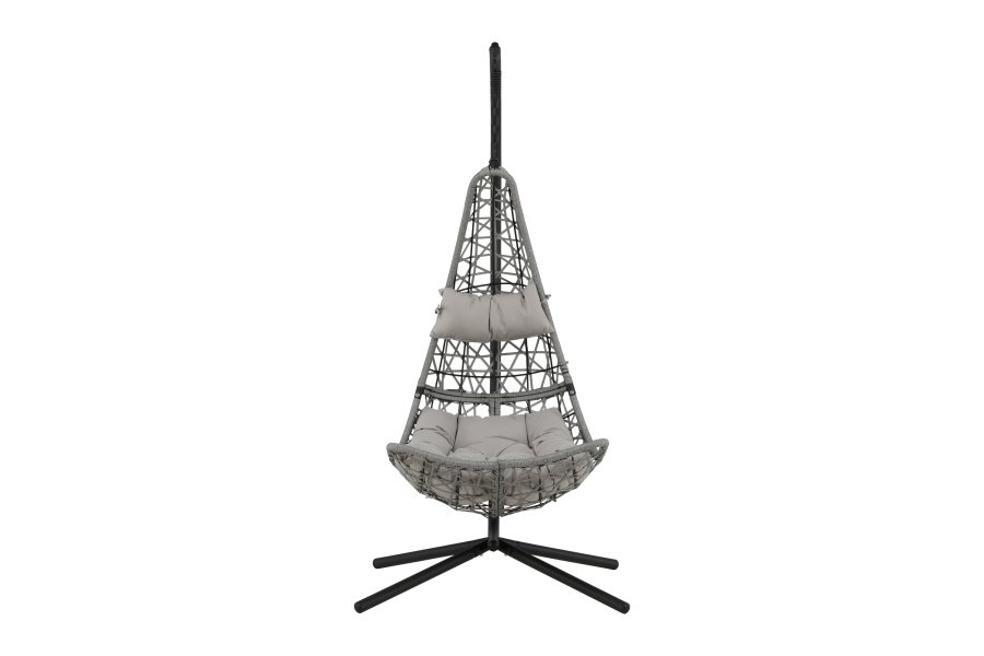 VENTURE DESIGN Edinburgh H&auml;ngesessel, mit Kissen &ndash; graues Polyester und Polyrattan, schwarzes Aluminium