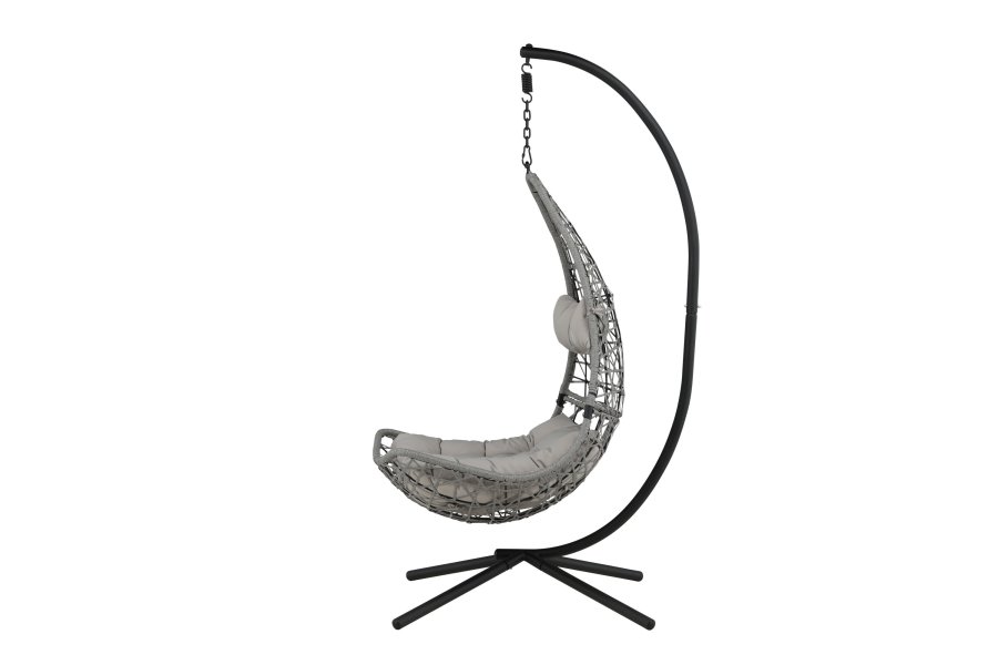 VENTURE DESIGN Edinburgh H&auml;ngesessel, mit Kissen &ndash; graues Polyester und Polyrattan, schwarzes Aluminium