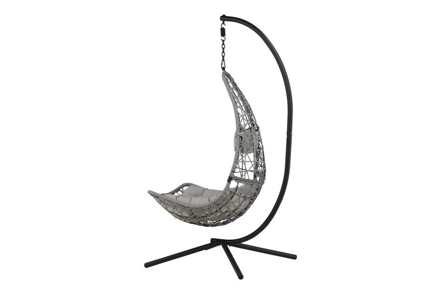VENTURE DESIGN Edinburgh H&auml;ngesessel, mit Kissen &ndash; graues Polyester und Polyrattan, schwarzes Aluminium