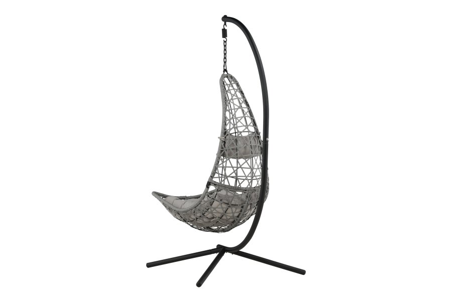VENTURE DESIGN Edinburgh H&auml;ngesessel, mit Kissen &ndash; graues Polyester und Polyrattan, schwarzes Aluminium
