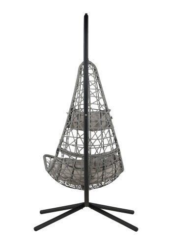 VENTURE DESIGN Edinburgh H&auml;ngesessel, mit Kissen &ndash; graues Polyester und Polyrattan, schwarzes Aluminium