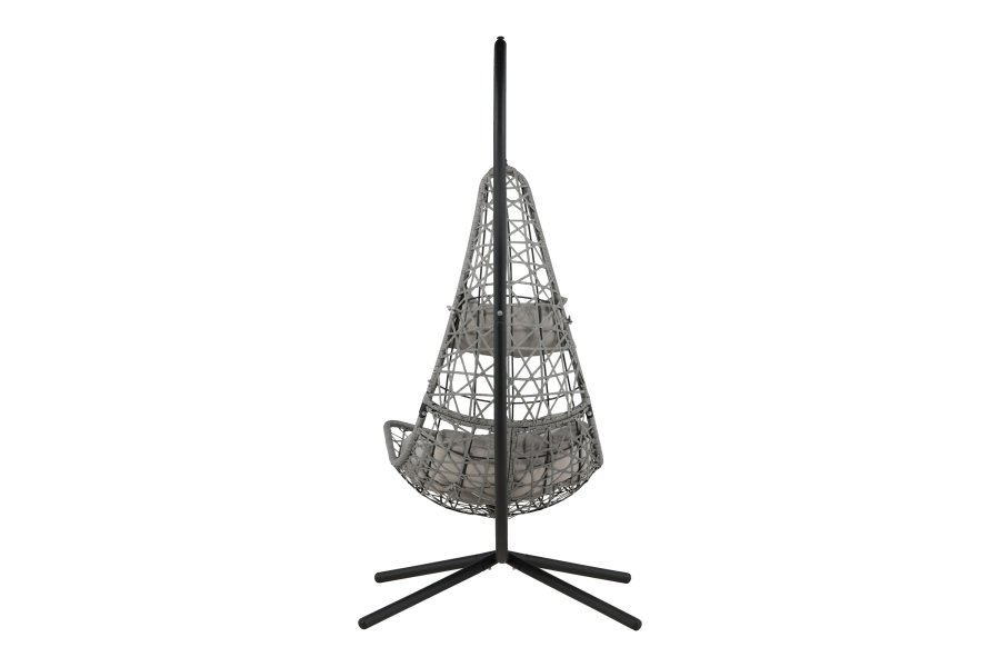 VENTURE DESIGN Edinburgh H&auml;ngesessel, mit Kissen &ndash; graues Polyester und Polyrattan, schwarzes Aluminium