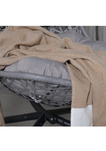 VENTURE DESIGN Edinburgh Hängesessel, mit Kissen – graues Polyester und Polyrattan, schwarzes Aluminium