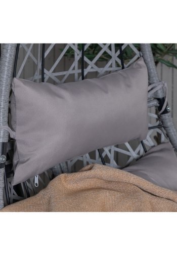 VENTURE DESIGN Edinburgh Hängesessel, mit Kissen – graues Polyester und Polyrattan, schwarzes Aluminium