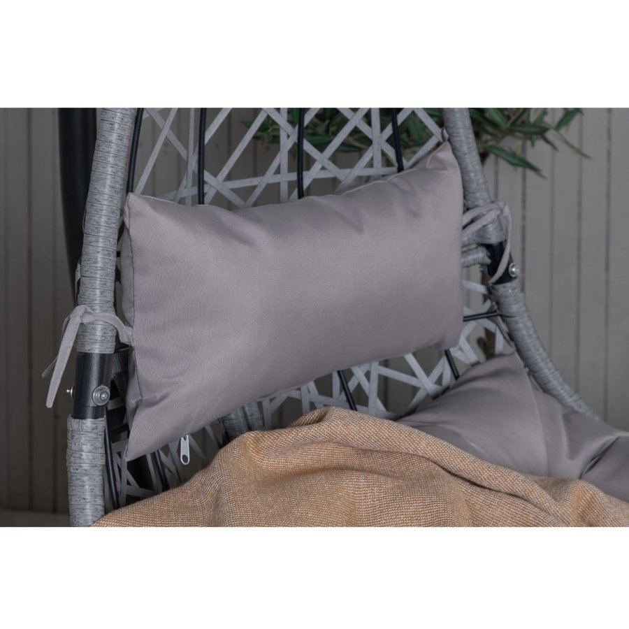 VENTURE DESIGN Edinburgh Hängesessel, mit Kissen – graues Polyester und Polyrattan, schwarzes Aluminium