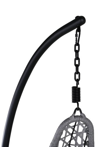 VENTURE DESIGN Edinburgh Hängesessel, mit Kissen – graues Polyester und Polyrattan, schwarzes Aluminium