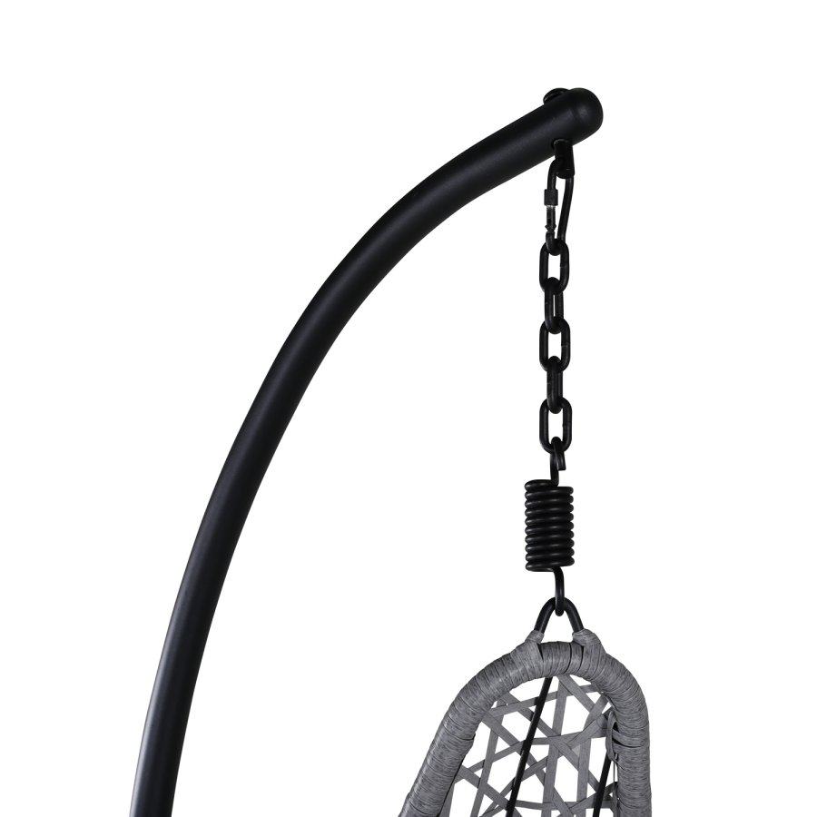 VENTURE DESIGN Edinburgh Hängesessel, mit Kissen – graues Polyester und Polyrattan, schwarzes Aluminium