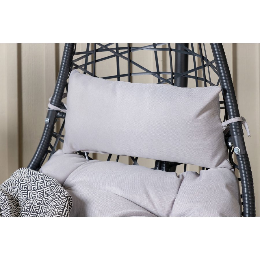 VENTURE DESIGN Edinburgh Hängesessel, mit Kissen – graues Polyester, schwarzes Polyrattan und Aluminium