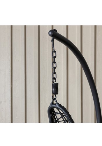 VENTURE DESIGN Edinburgh Hängesessel, mit Kissen – graues Polyester, schwarzes Polyrattan und Aluminium