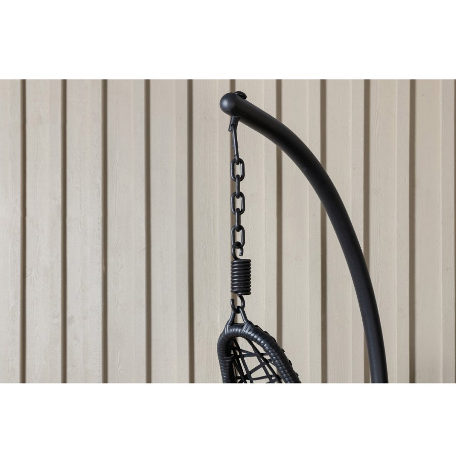 VENTURE DESIGN Edinburgh Hängesessel, mit Kissen – graues Polyester, schwarzes Polyrattan und Aluminium