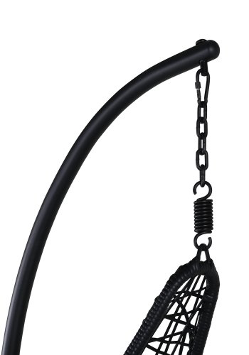 VENTURE DESIGN Edinburgh Hängesessel, mit Kissen – graues Polyester, schwarzes Polyrattan und Aluminium