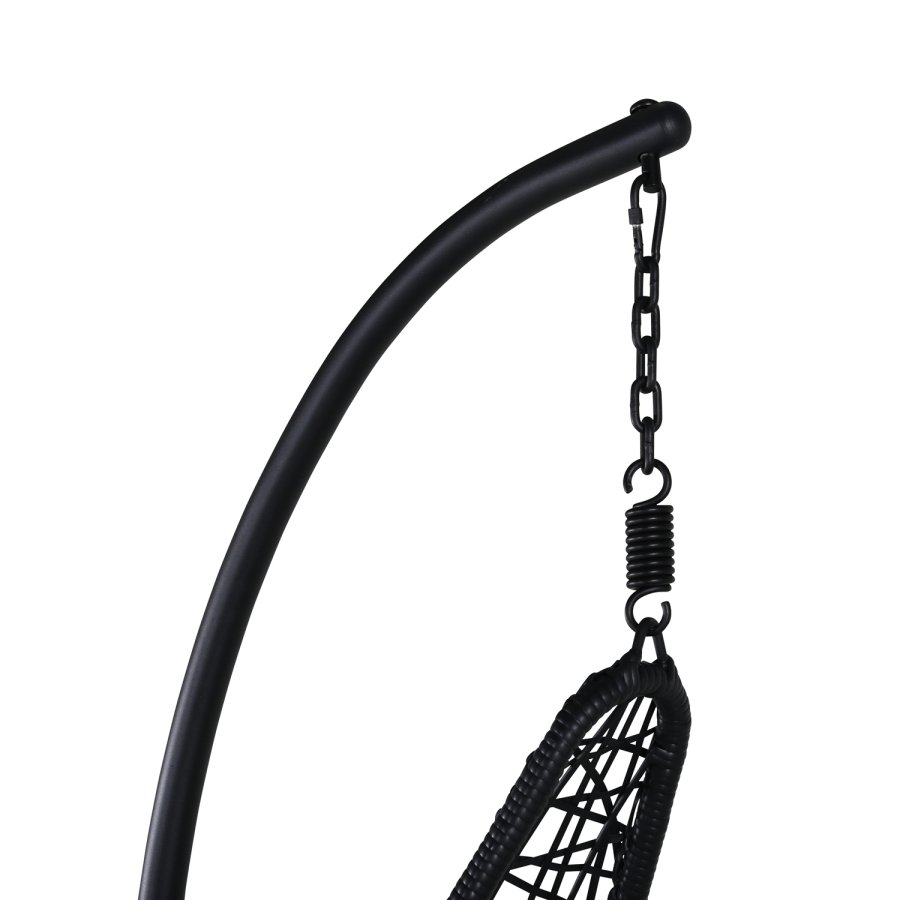 VENTURE DESIGN Edinburgh Hängesessel, mit Kissen – graues Polyester, schwarzes Polyrattan und Aluminium