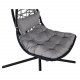 VENTURE DESIGN Edinburgh Hängesessel, mit Kissen – graues Polyester, schwarzes Polyrattan und Aluminium