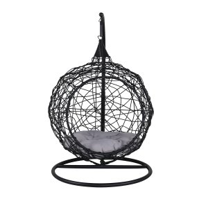 VENTURE DESIGN Lexi hngestol, mini - gr polyester, sort polyrattan og aluminium