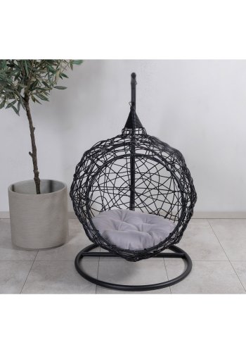 VENTURE DESIGN Lexi hengestol, mini - gr polyester, sort polyrattan og aluminium