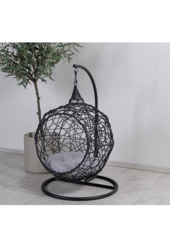 VENTURE DESIGN Lexi hengestol, mini - gr polyester, sort polyrattan og aluminium