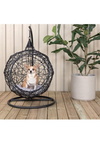 VENTURE DESIGN Lexi hengestol, mini - gr polyester, sort polyrattan og aluminium