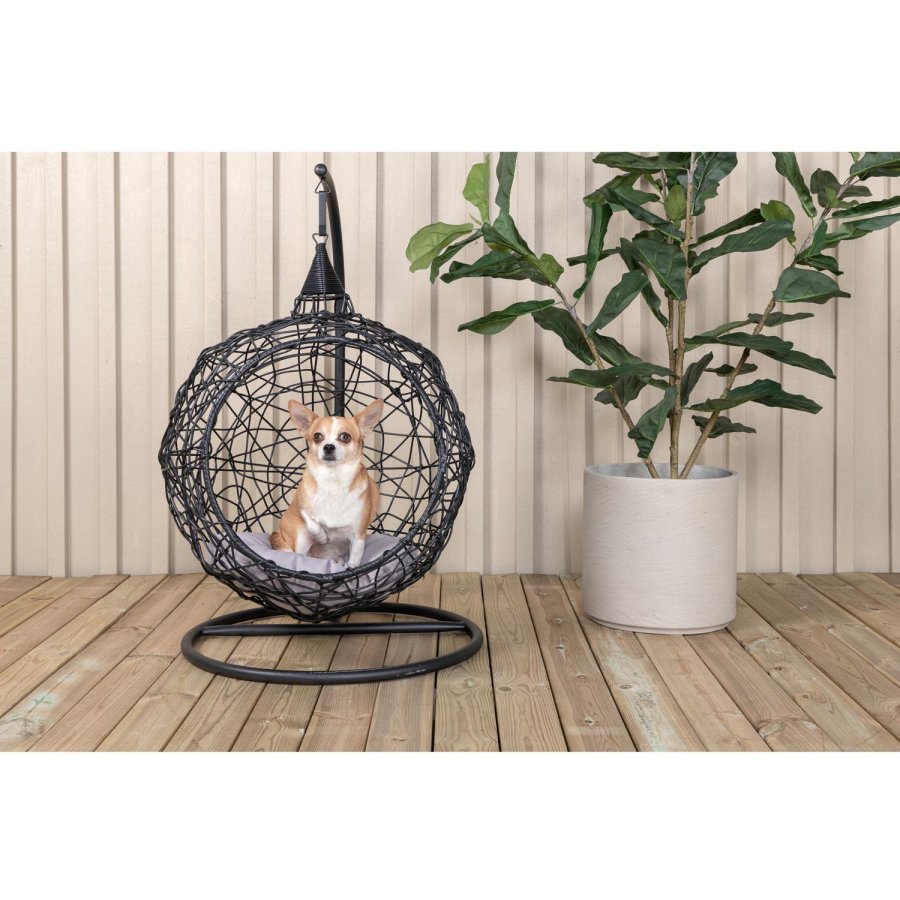 VENTURE DESIGN Lexi hengestol, mini - gr polyester, sort polyrattan og aluminium