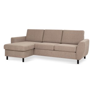 Wendy set 1 3D-soffa, med schäslong - antilop beige polyestertyg och svart trä