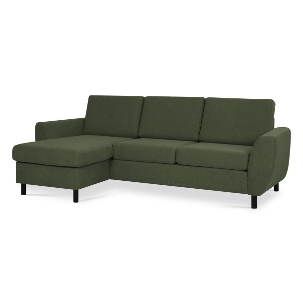 Wendy set 1 3D sofa, m. chaiselong - vinter mosgrn polyester stof og sort tr