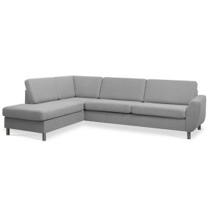 Wendy set 2 OE vänster soffa, m. schäslong - grtt polyestertyg och borstad aluminium