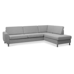 Wendy set 3 OE högersoffa, m. schäslong - grtt polyestertyg och borstad aluminium