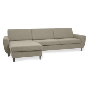 Wendy set 8 3D XL soffa, med schäslong - antilop beige polyestertyg och borstad aluminium