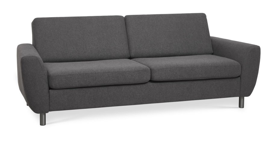 Wendy 2,5-seters sofa - antrasittgr polyesterstoff og brstet aluminium
