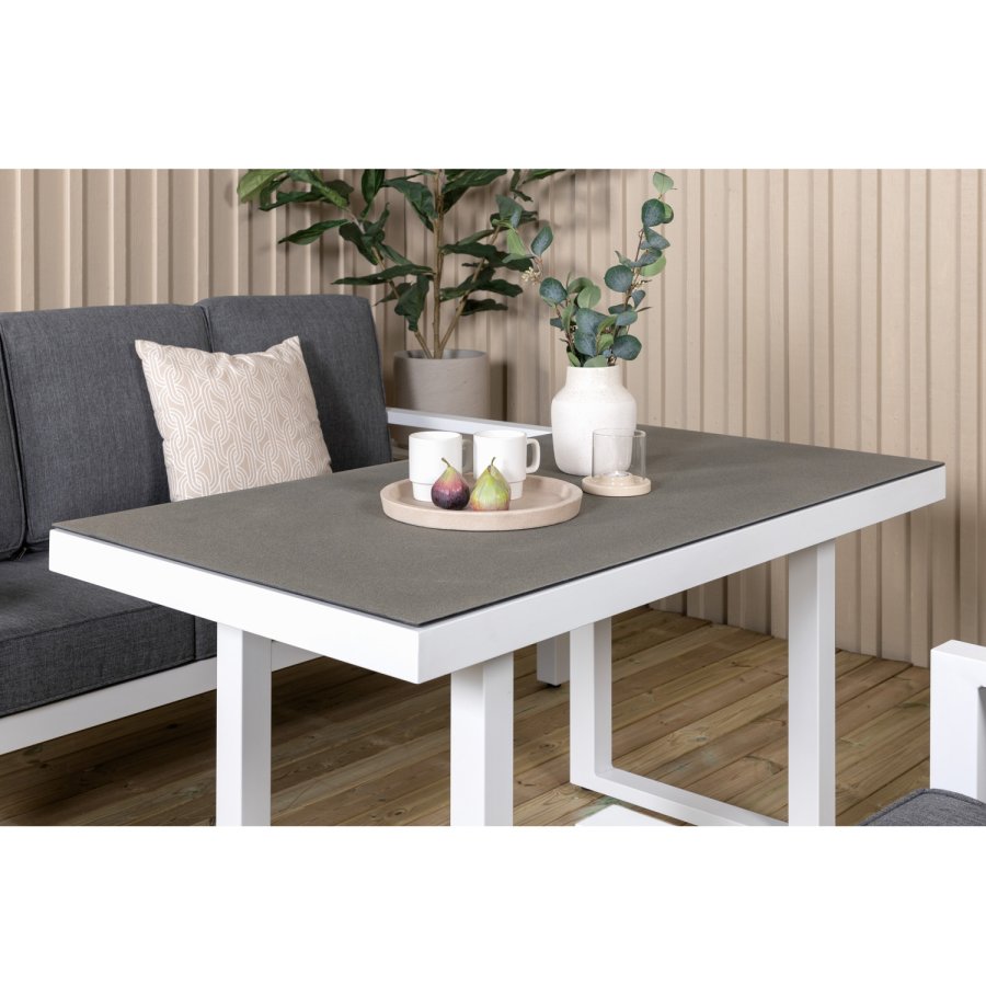 VENTURE DESIGN Barcelona sofasett - gr puter, glass og hvit aluminium