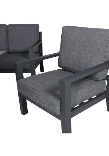 VENTURE DESIGN Barcelona sofasett - gr puter, glass og sort aluminium