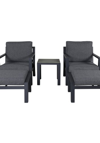 VENTURE DESIGN Barcelona loungesett - gr puter, glass og sort aluminium