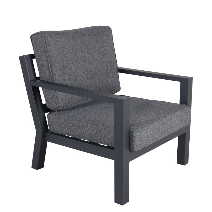 VENTURE DESIGN Barcelona loungesett - gr puter, glass og sort aluminium