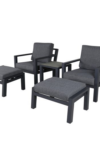 VENTURE DESIGN Barcelona loungesett - gr puter, glass og sort aluminium