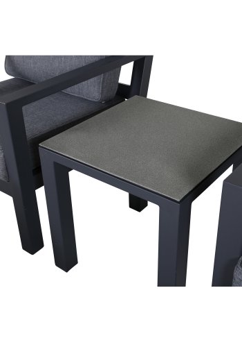 VENTURE DESIGN Barcelona loungesett - gr puter, glass og sort aluminium