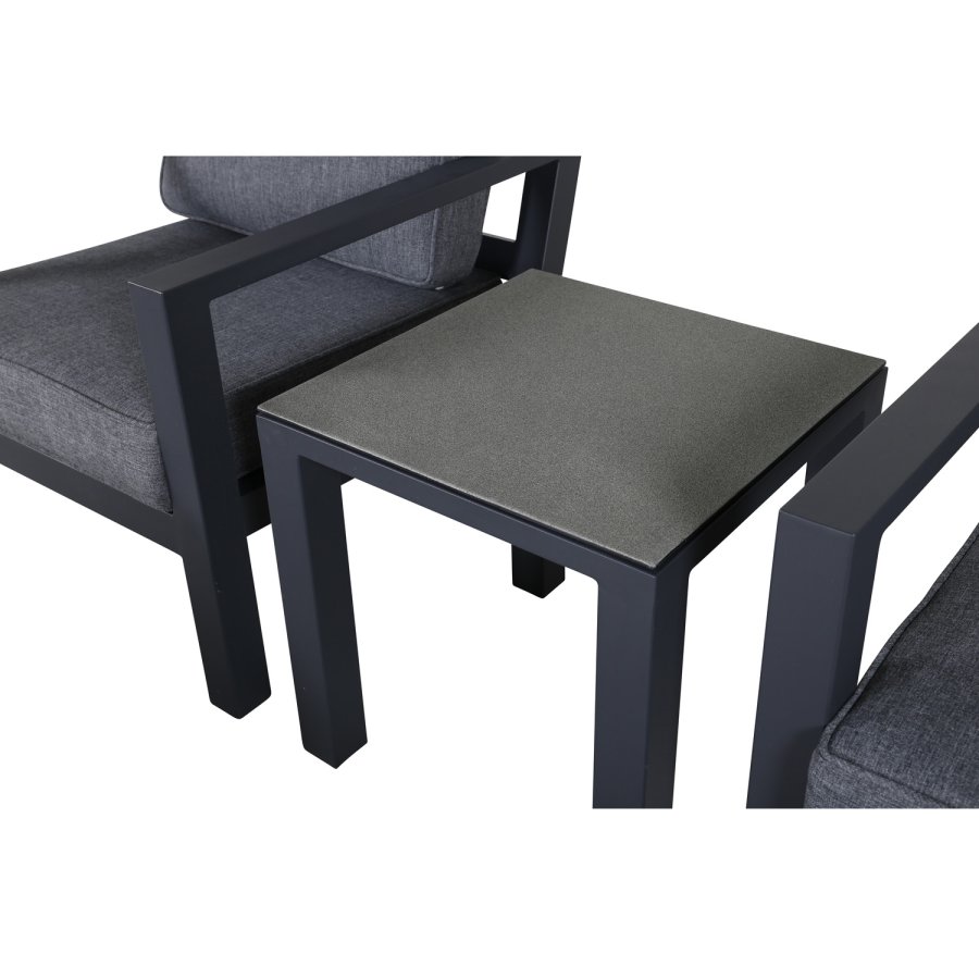 VENTURE DESIGN Barcelona loungesett - gr puter, glass og sort aluminium