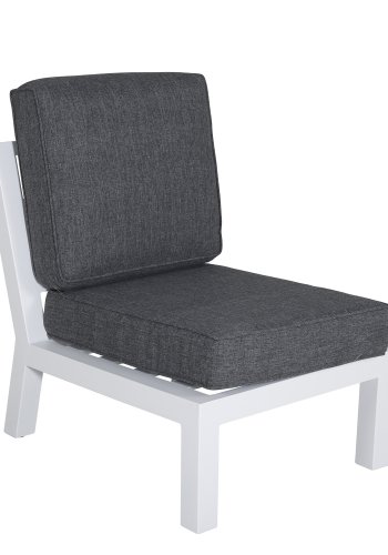 VENTURE DESIGN Barcelona hjrnesofasett - gr puter, glass og hvit aluminium