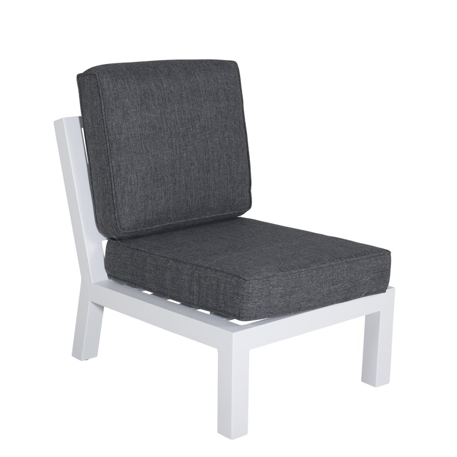 VENTURE DESIGN Barcelona hjrnesofasett - gr puter, glass og hvit aluminium