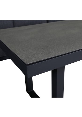 VENTURE DESIGN Barcelona hjrnesofasett - gr puter, glass og sort aluminium