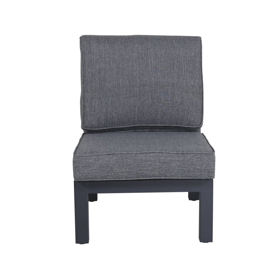 VENTURE DESIGN Barcelona hjrnesofasett - gr puter, glass og sort aluminium