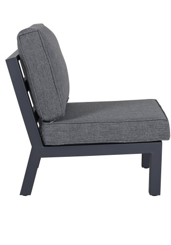 VENTURE DESIGN Barcelona hjrnesofasett - gr puter, glass og sort aluminium