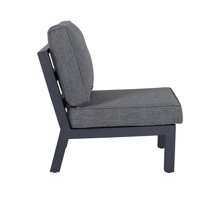 VENTURE DESIGN Barcelona hjrnesofasett - gr puter, glass og sort aluminium