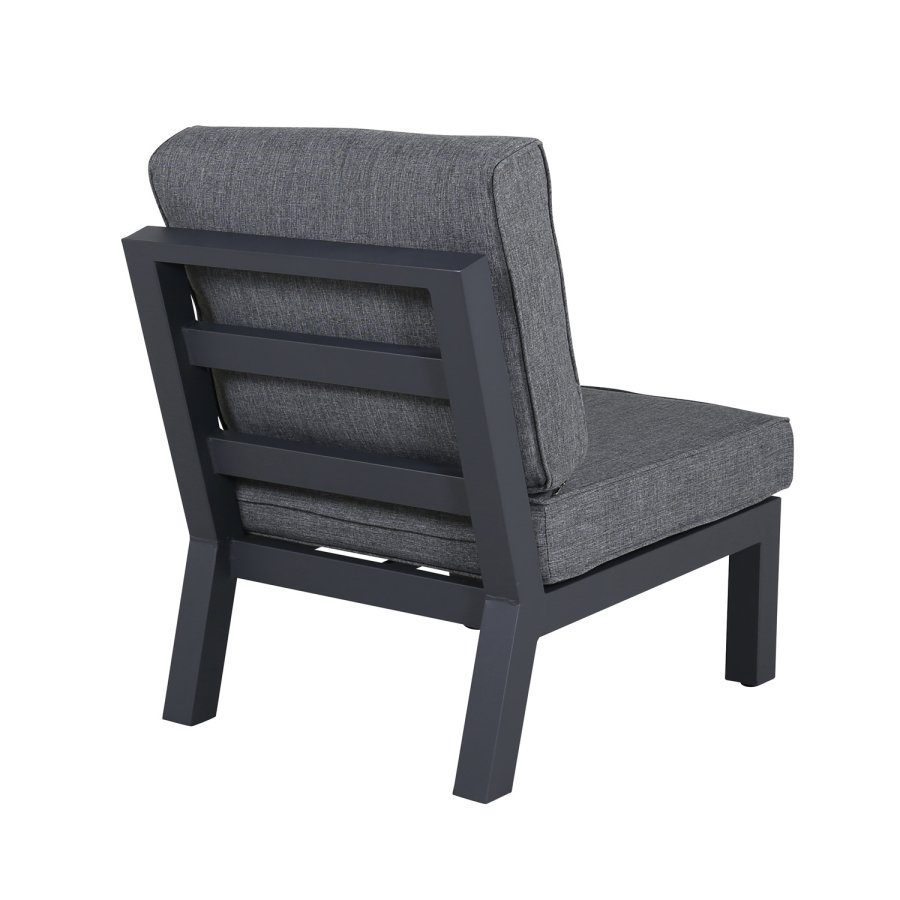 VENTURE DESIGN Barcelona hjrnesofasett - gr puter, glass og sort aluminium