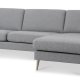 Asksett 51 3D sofa, med sjeselong - lys granittgr polyesterstoff og naturlig tre