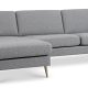 Asksett 51 3D sofa, med sjeselong - lys granittgr polyesterstoff og naturlig tre