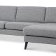 Asksett 51 3D sofa, med sjeselong - lys granittgr polyesterstoff og sort tre