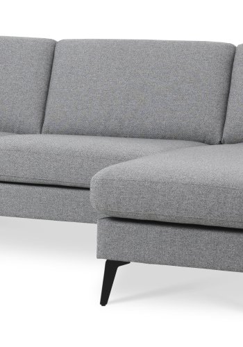 Asksett 51 3D sofa, m. sjeselong - lys granittgr polyesterstoff og Eiffel-ben